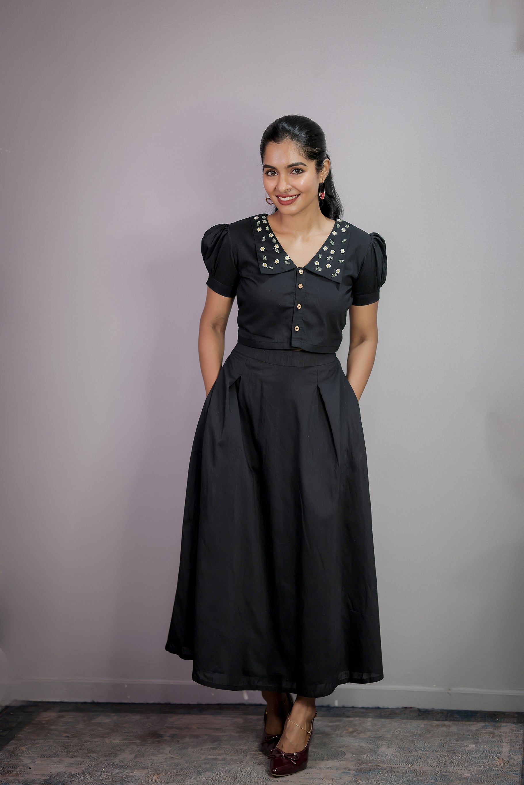 Kanmani Black (Crepe Lining) Skirt