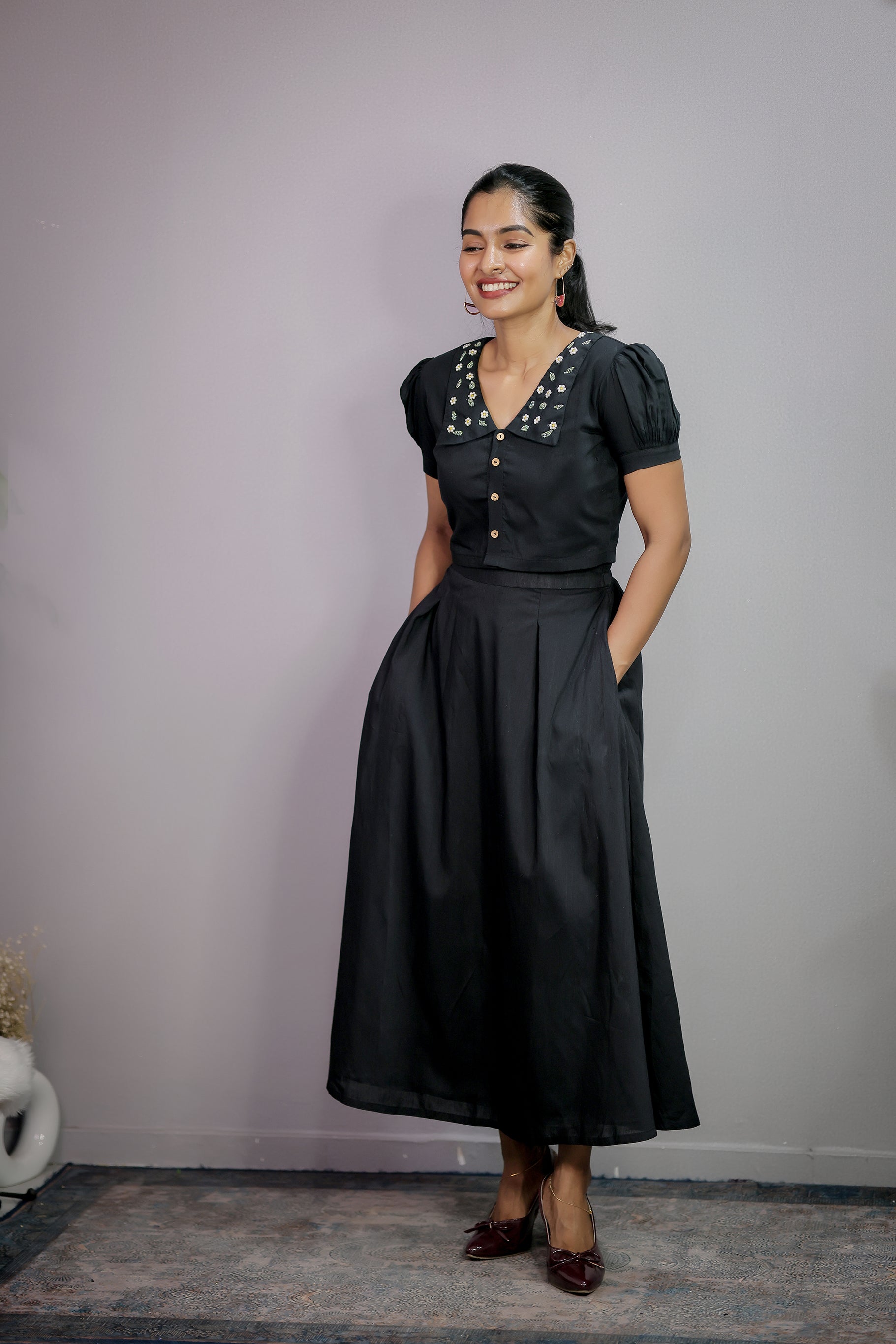 Kanmani Black (Crepe Lining) Skirt